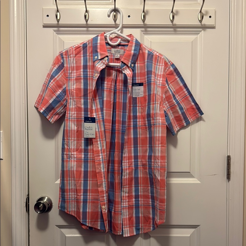 Croft & Barrow Red and Blue Casual Button Down Shirt